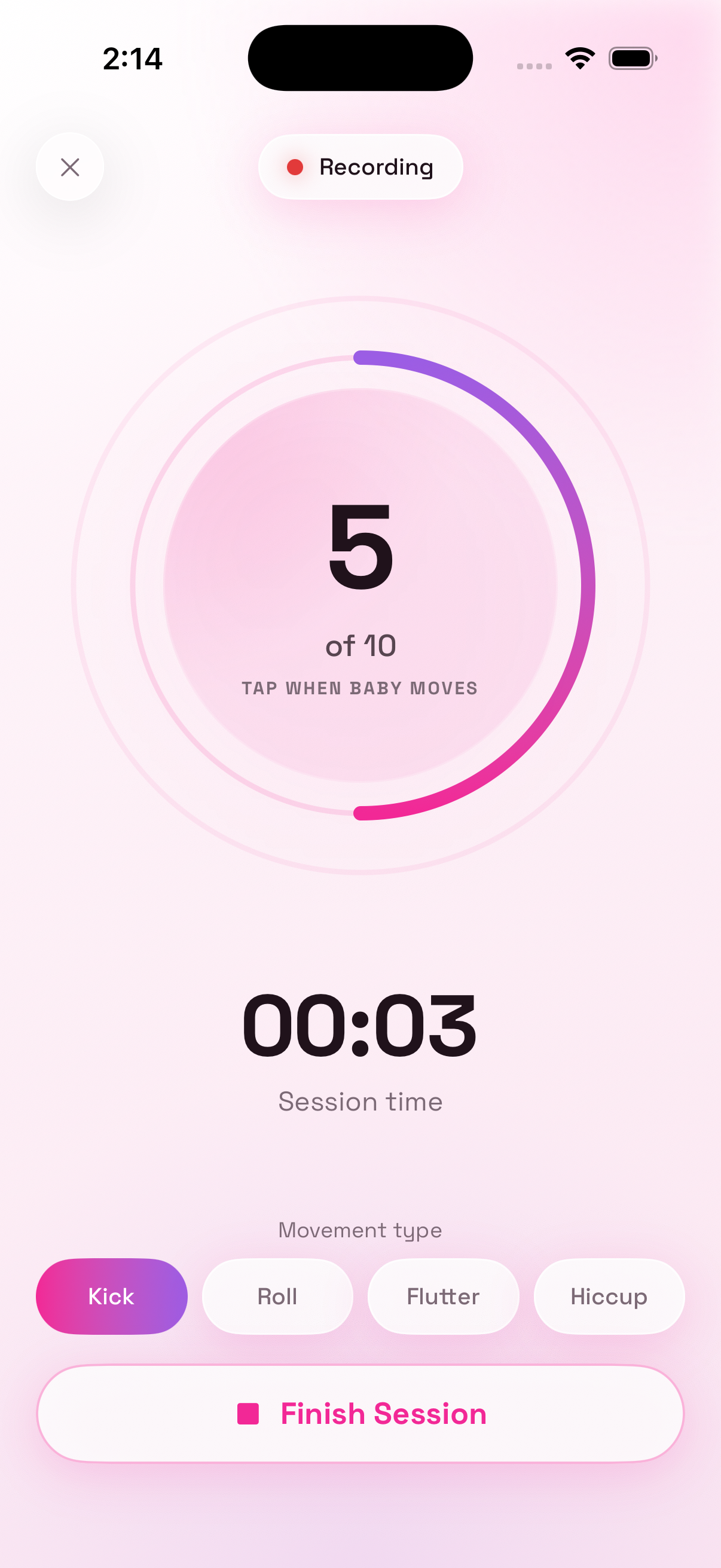 Live kick counting session